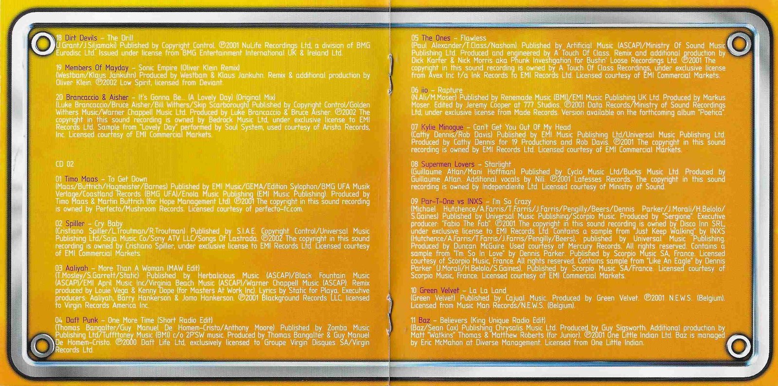 Middle of cover of VTDCD 401